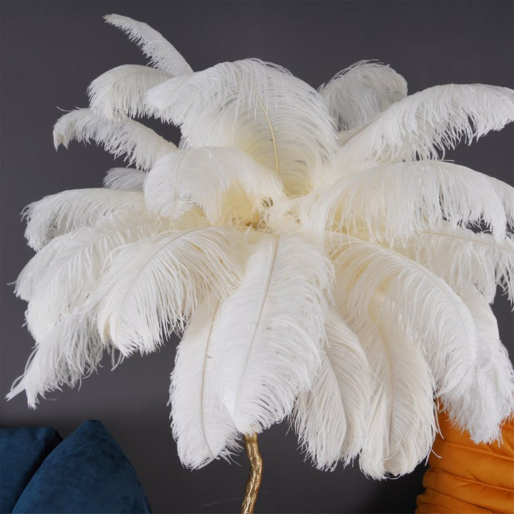 Brass and Ostrich Feather Luxury Floor Lamp