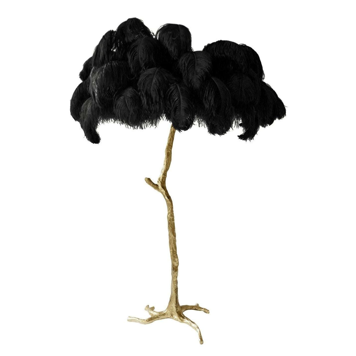 Brass and Ostrich Feather Luxury Floor Lamp