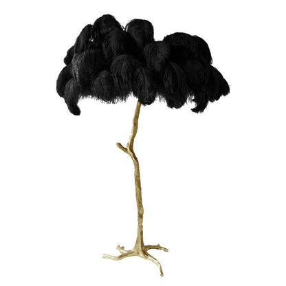 Brass and Ostrich Feather Luxury Floor Lamp