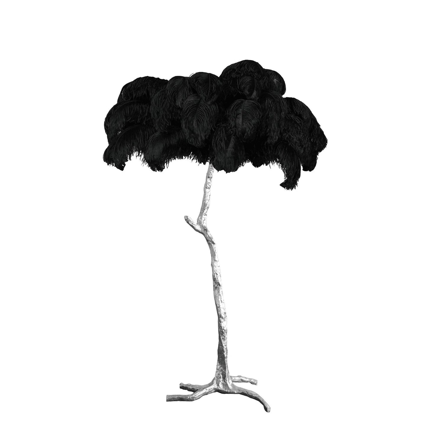 Brass and Ostrich Feather Luxury Floor Lamp