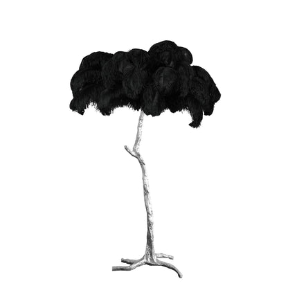 Brass and Ostrich Feather Luxury Floor Lamp
