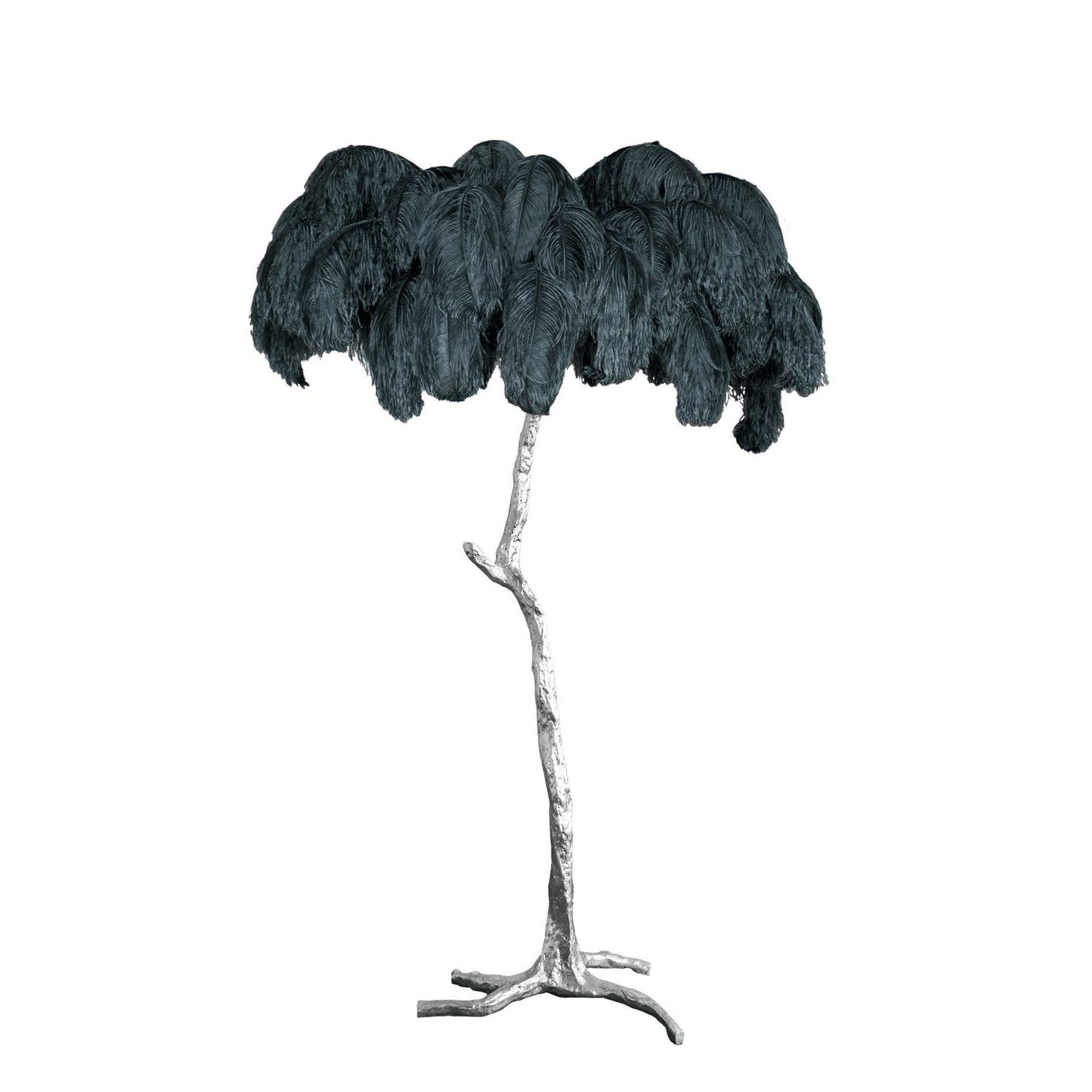 Brass and Ostrich Feather Luxury Floor Lamp