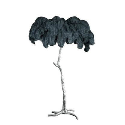 Brass and Ostrich Feather Luxury Floor Lamp