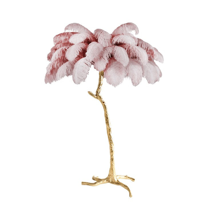 Brass and Ostrich Feather Luxury Floor Lamp