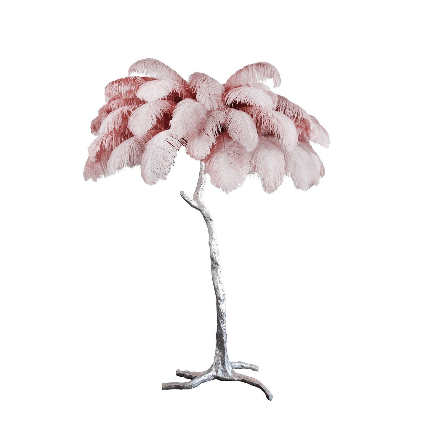 Brass and Ostrich Feather Luxury Floor Lamp