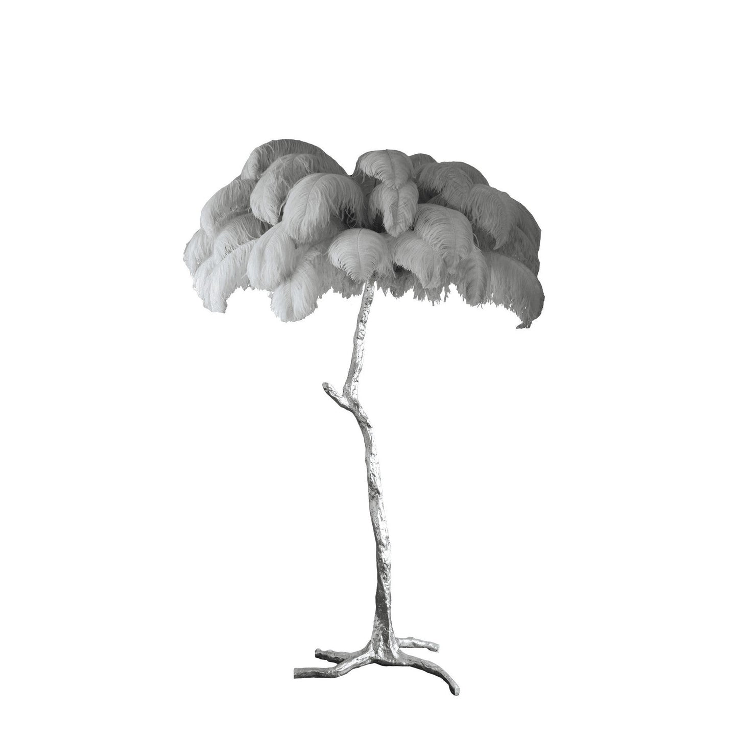 Brass and Ostrich Feather Luxury Floor Lamp