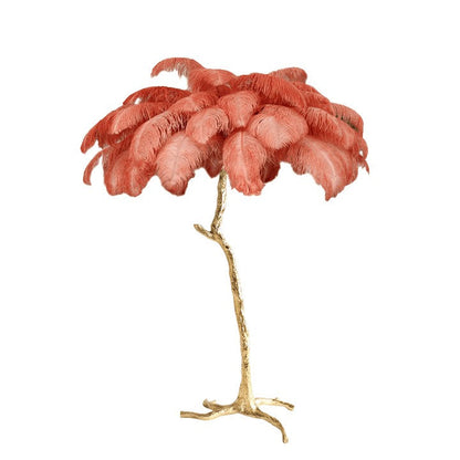 Brass and Ostrich Feather Luxury Floor Lamp