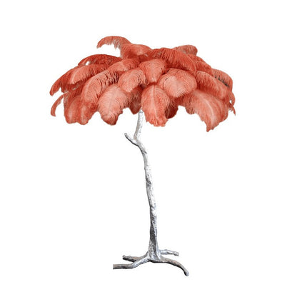 Brass and Ostrich Feather Luxury Floor Lamp