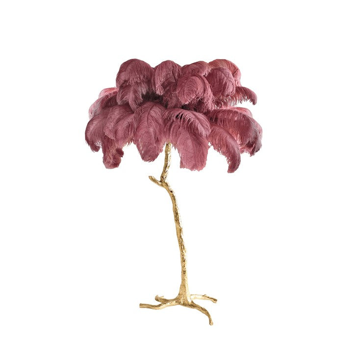 Brass and Ostrich Feather Luxury Floor Lamp