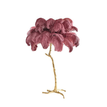 Brass and Ostrich Feather Luxury Floor Lamp
