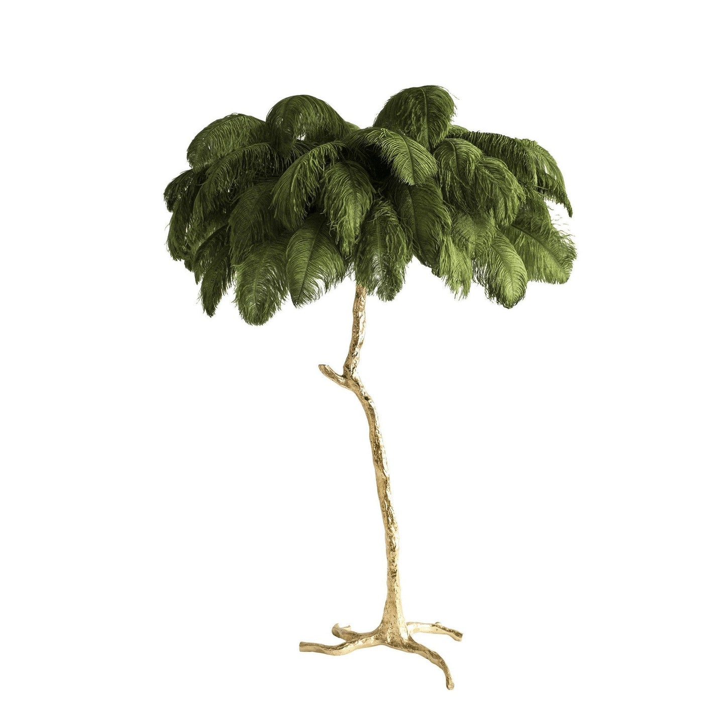 Brass and Ostrich Feather Luxury Floor Lamp