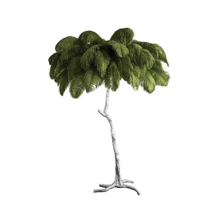 Brass and Ostrich Feather Luxury Floor Lamp