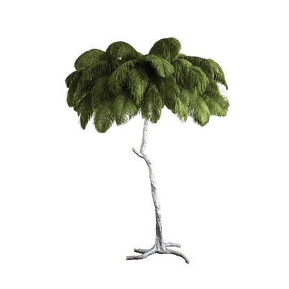 Brass and Ostrich Feather Luxury Floor Lamp