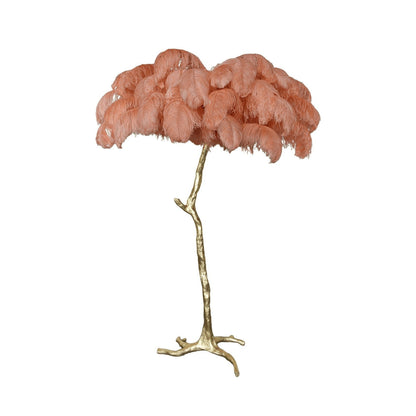 Brass and Ostrich Feather Luxury Floor Lamp