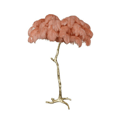 Brass and Ostrich Feather Luxury Floor Lamp