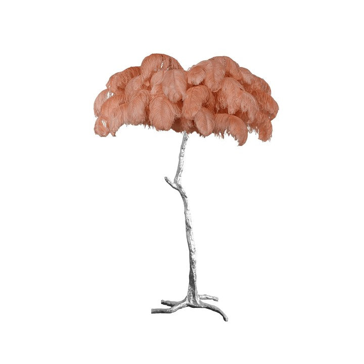 Brass and Ostrich Feather Luxury Floor Lamp
