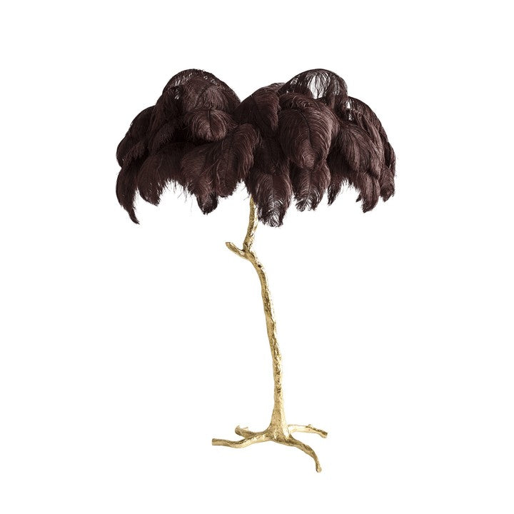 Brass and Ostrich Feather Luxury Floor Lamp
