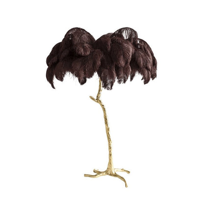 Brass and Ostrich Feather Luxury Floor Lamp