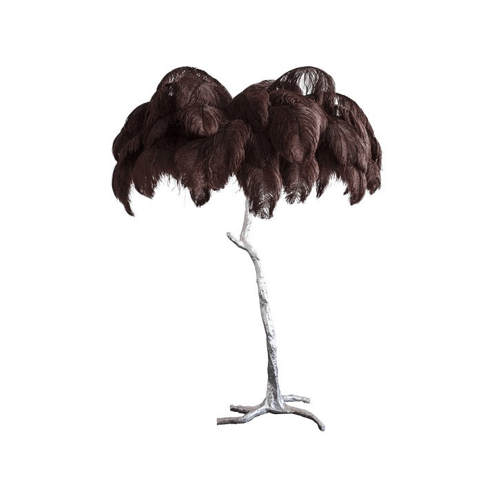 Brass and Ostrich Feather Luxury Floor Lamp