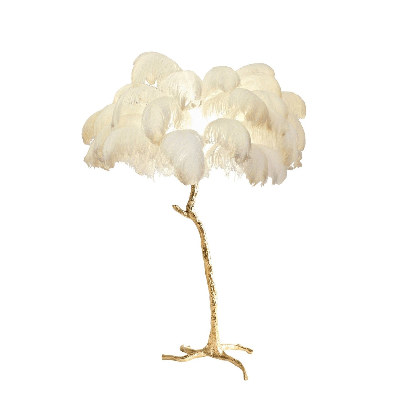 Brass and Ostrich Feather Luxury Floor Lamp
