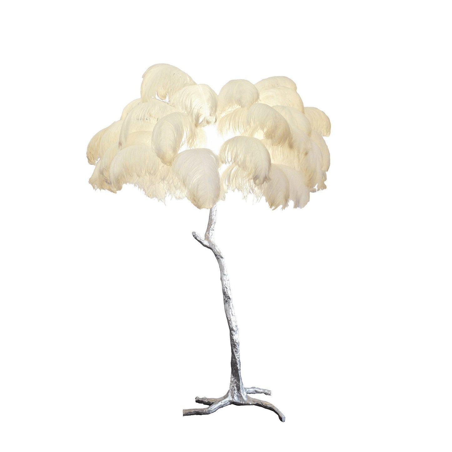 Brass and Ostrich Feather Luxury Floor Lamp