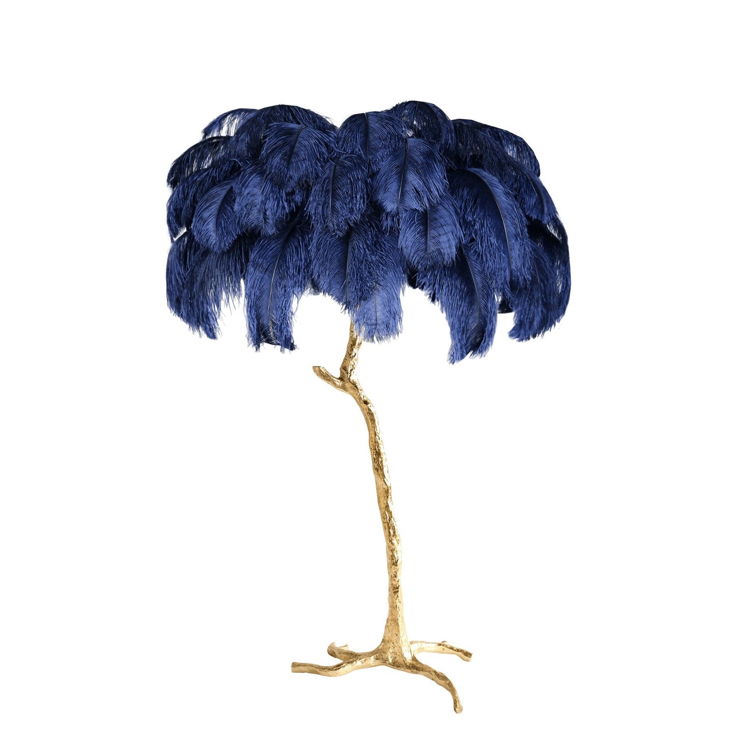 Brass and Ostrich Feather Luxury Floor Lamp