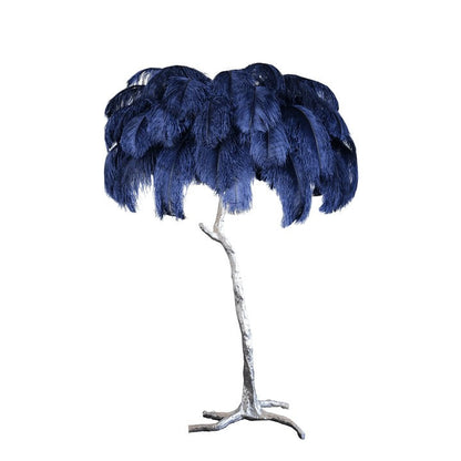 Brass and Ostrich Feather Luxury Floor Lamp