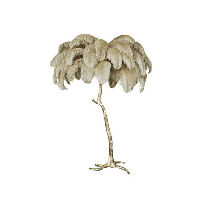 Brass and Ostrich Feather Luxury Floor Lamp