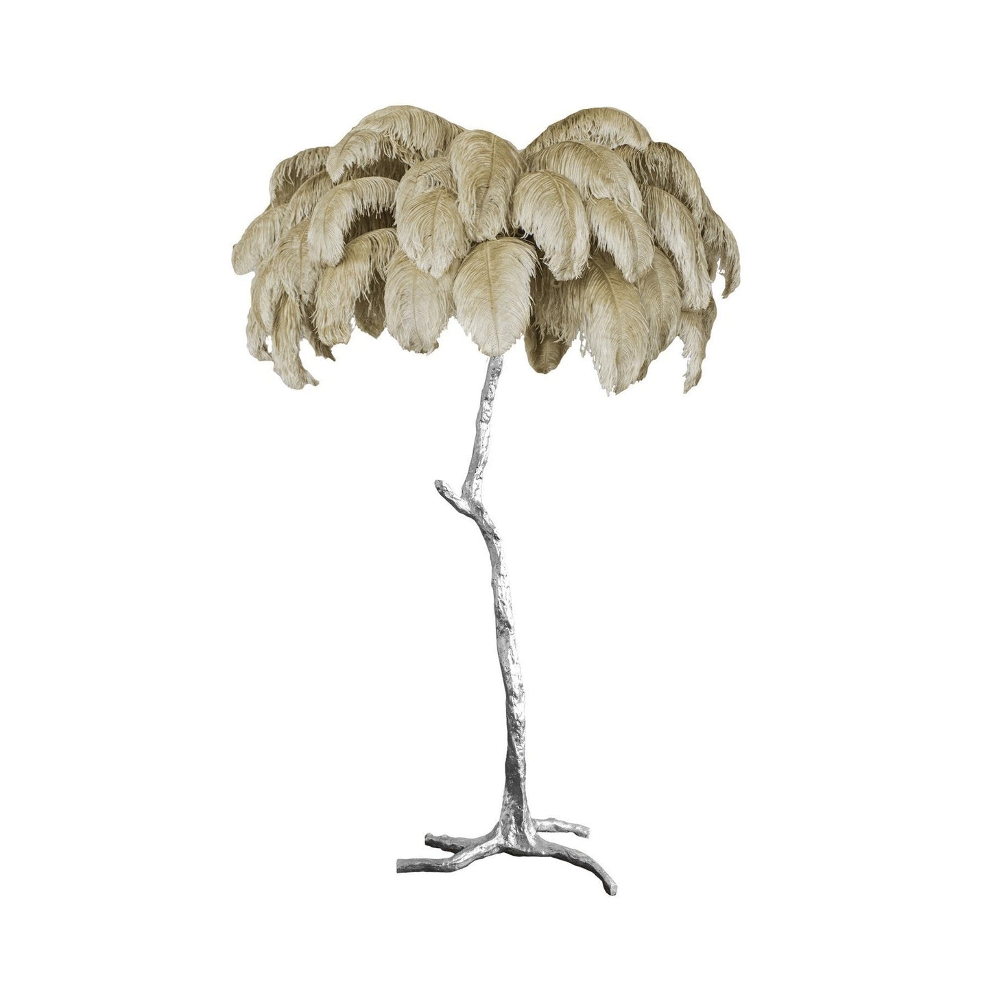Brass and Ostrich Feather Luxury Floor Lamp