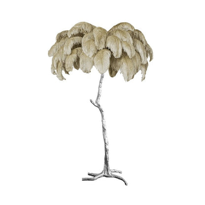 Brass and Ostrich Feather Luxury Floor Lamp