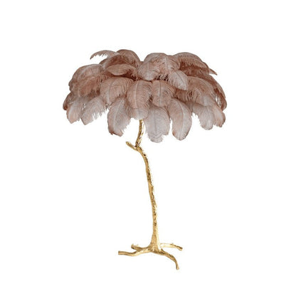 Brass and Ostrich Feather Luxury Floor Lamp