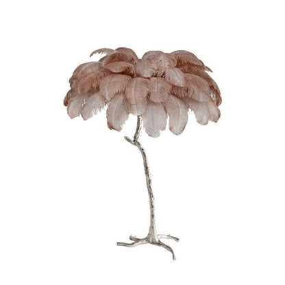 Brass and Ostrich Feather Luxury Floor Lamp
