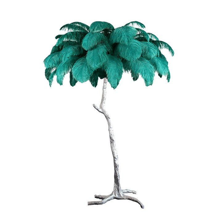 Brass and Ostrich Feather Luxury Floor Lamp