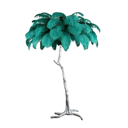 Brass and Ostrich Feather Luxury Floor Lamp