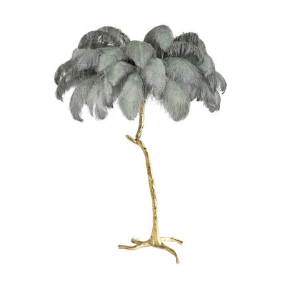 Brass and Ostrich Feather Luxury Floor Lamp