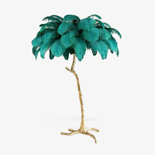 Brass and Ostrich Feather Luxury Floor Lamp