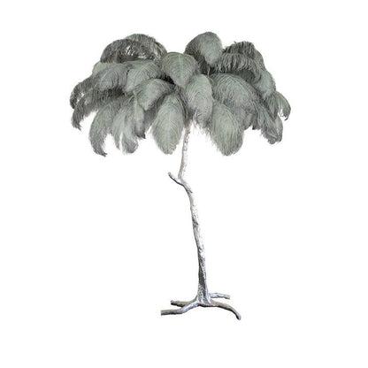 Brass and Ostrich Feather Luxury Floor Lamp