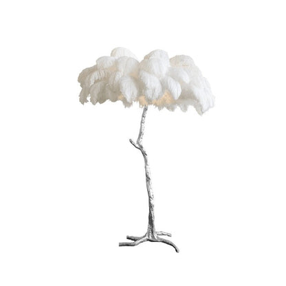 Brass and Ostrich Feather Luxury Floor Lamp