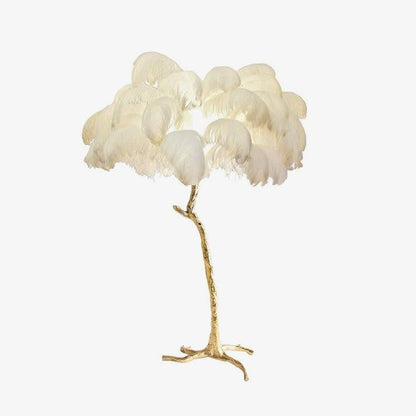 Brass and Ostrich Feather Luxury Floor Lamp