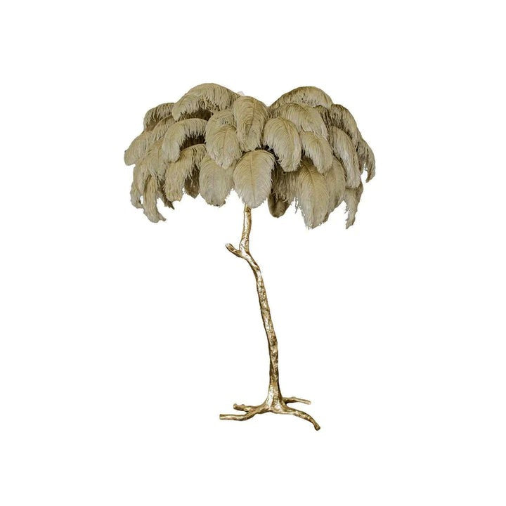 Brass and Ostrich Feather Luxury Floor Lamp