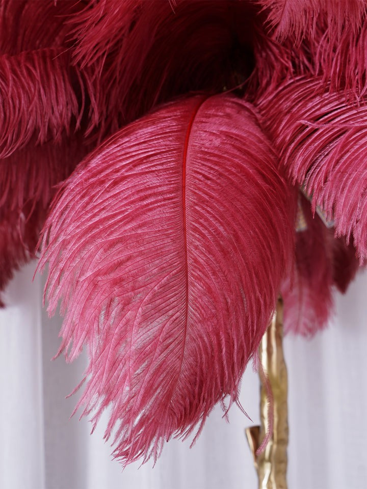 Brass and Ostrich Feather Luxury Floor Lamp