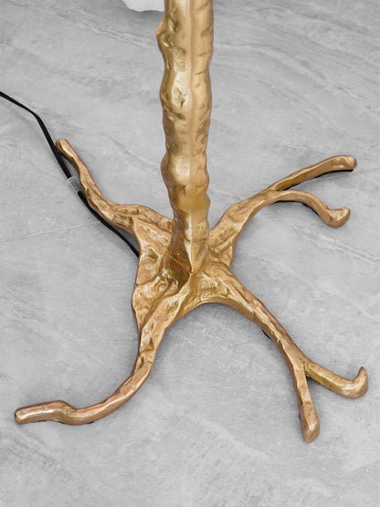 Brass and Ostrich Feather Luxury Floor Lamp