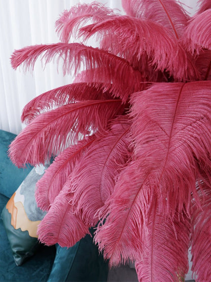 Brass and Ostrich Feather Luxury Floor Lamp