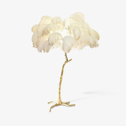 Brass and Ostrich Feather Luxury Floor Lamp