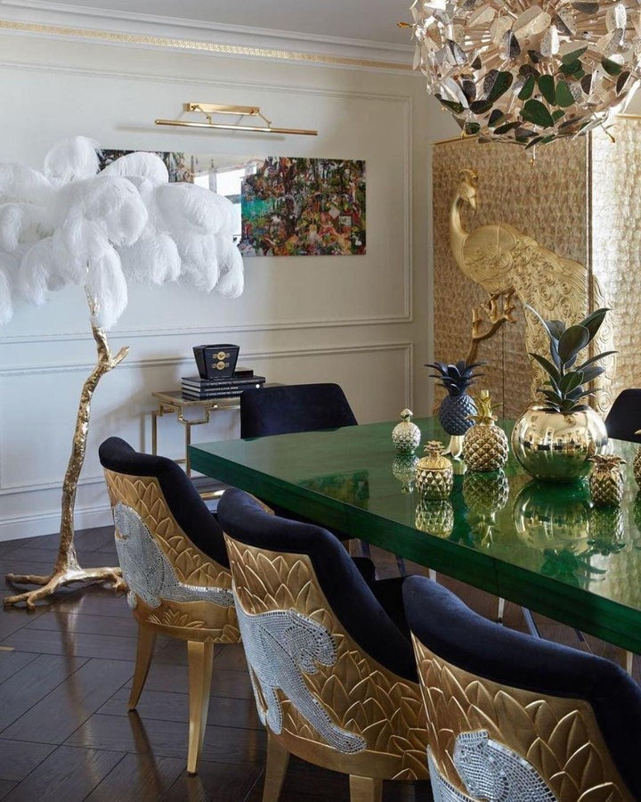 Brass and Ostrich Feather Luxury Floor Lamp