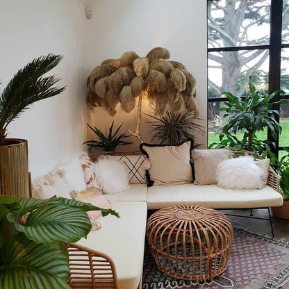 Brass and Ostrich Feather Luxury Floor Lamp