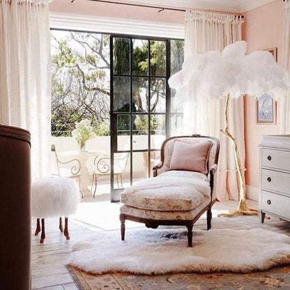 Brass and Ostrich Feather Luxury Floor Lamp