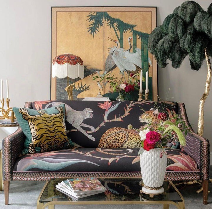 Brass and Ostrich Feather Luxury Floor Lamp