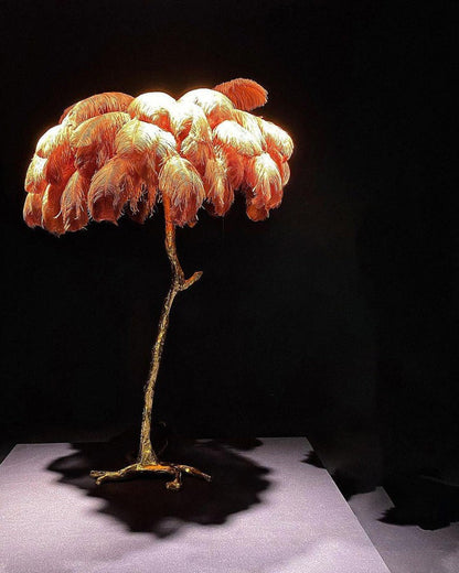 Brass and Ostrich Feather Luxury Floor Lamp