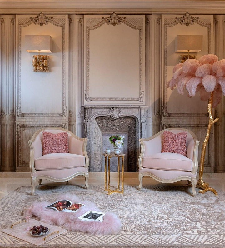 Brass and Ostrich Feather Luxury Floor Lamp
